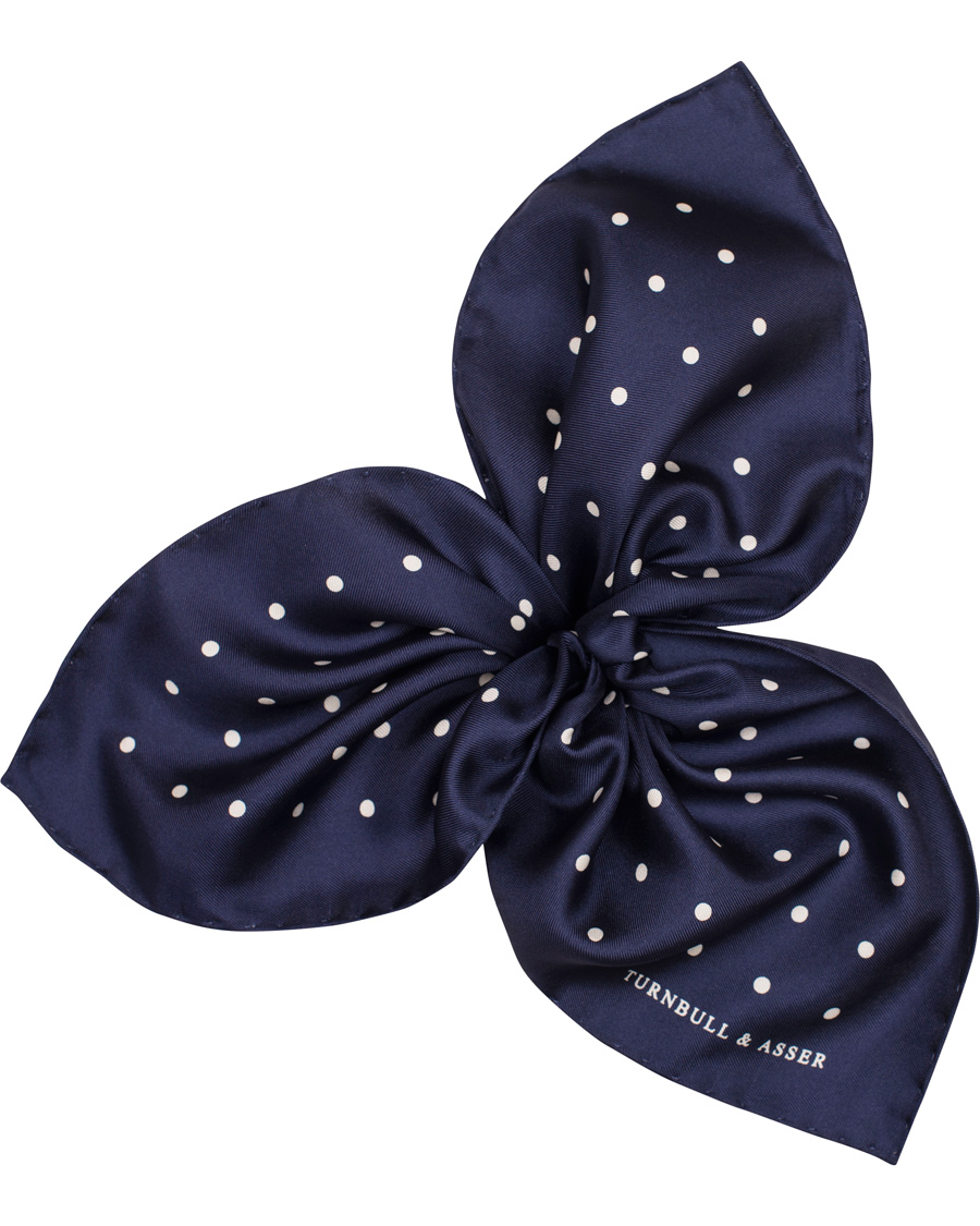 Herre | Turnbull & Asser Silk Dot Handkerchief Navy | Turnbull & Asser | Silk Dot Handkerchief Navy