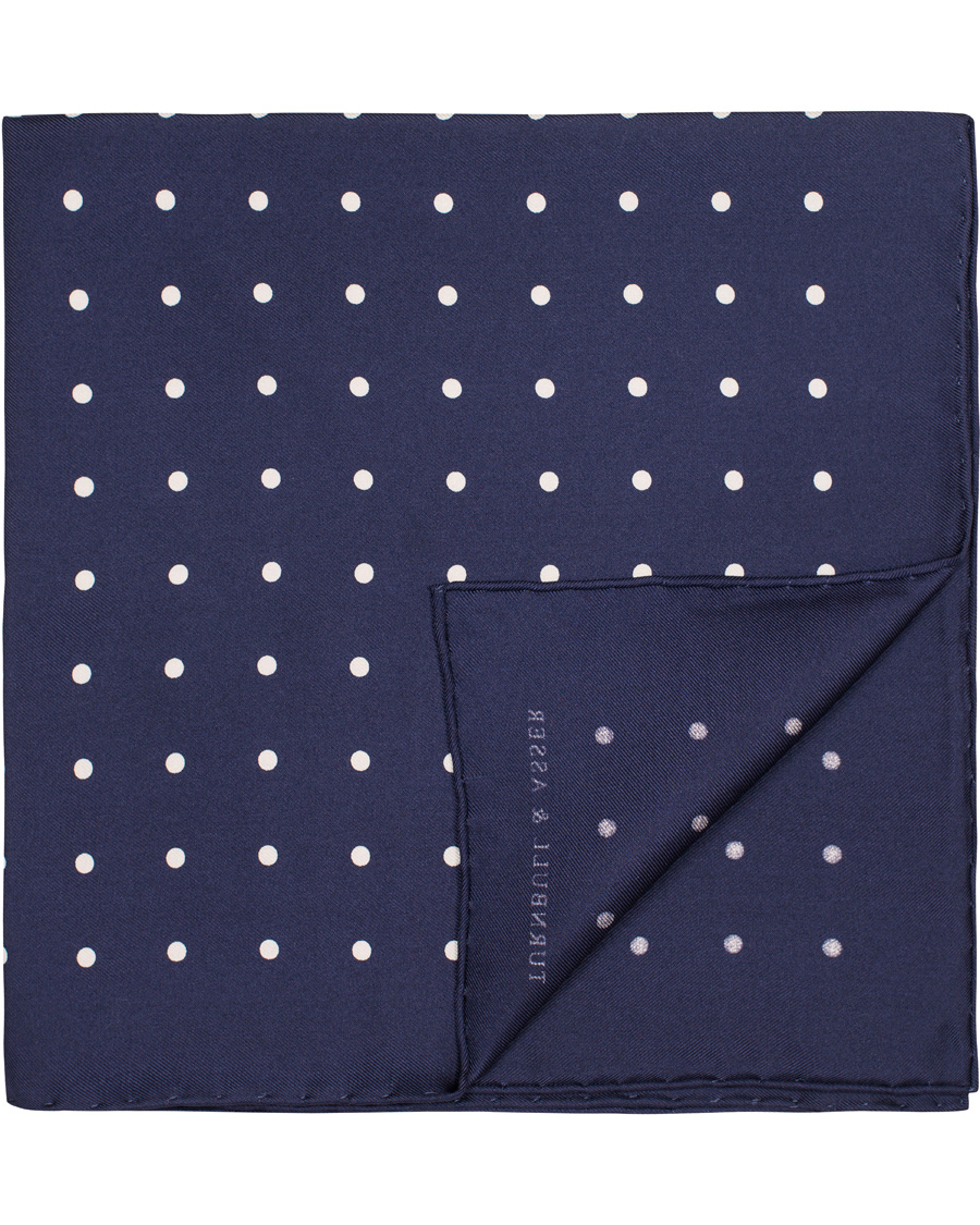 Herre | Turnbull & Asser Silk Dot Handkerchief Navy | Turnbull & Asser | Silk Dot Handkerchief Navy
