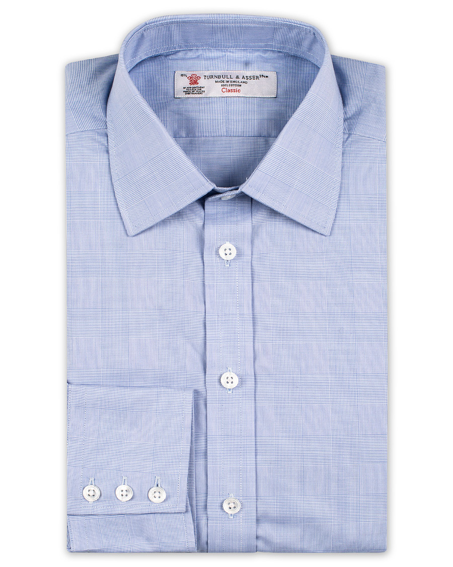 Herre | Skjorter | Turnbull & Asser | Standard Fit Poplin Glencheck Shirt Blue