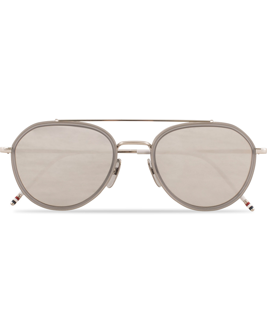 Herre | Thom Browne TB-801 Sunglasses Shiny Silver/Dark Grey | Thom Browne | TB-801 Sunglasses Shiny Silver/Dark Grey