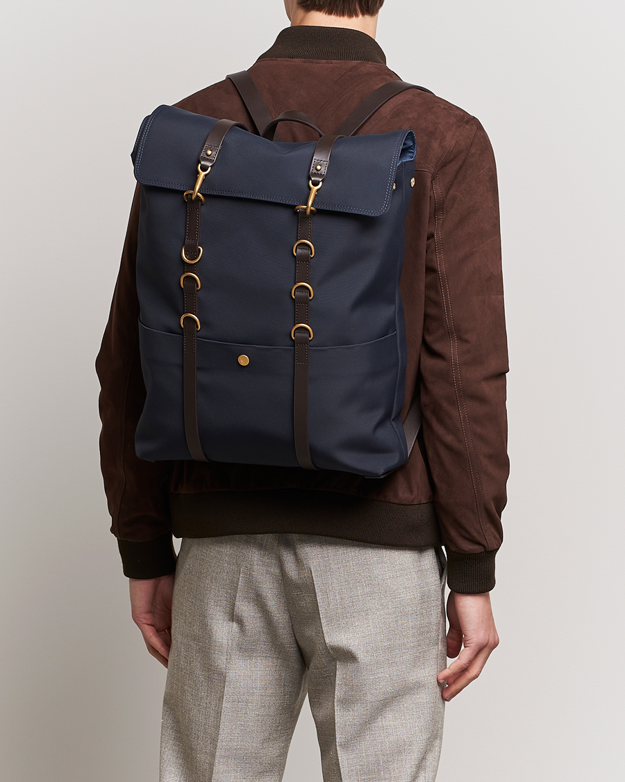 Herre | Vesker | Mismo | M/S Nylon Backpack Navy/Dark Brown