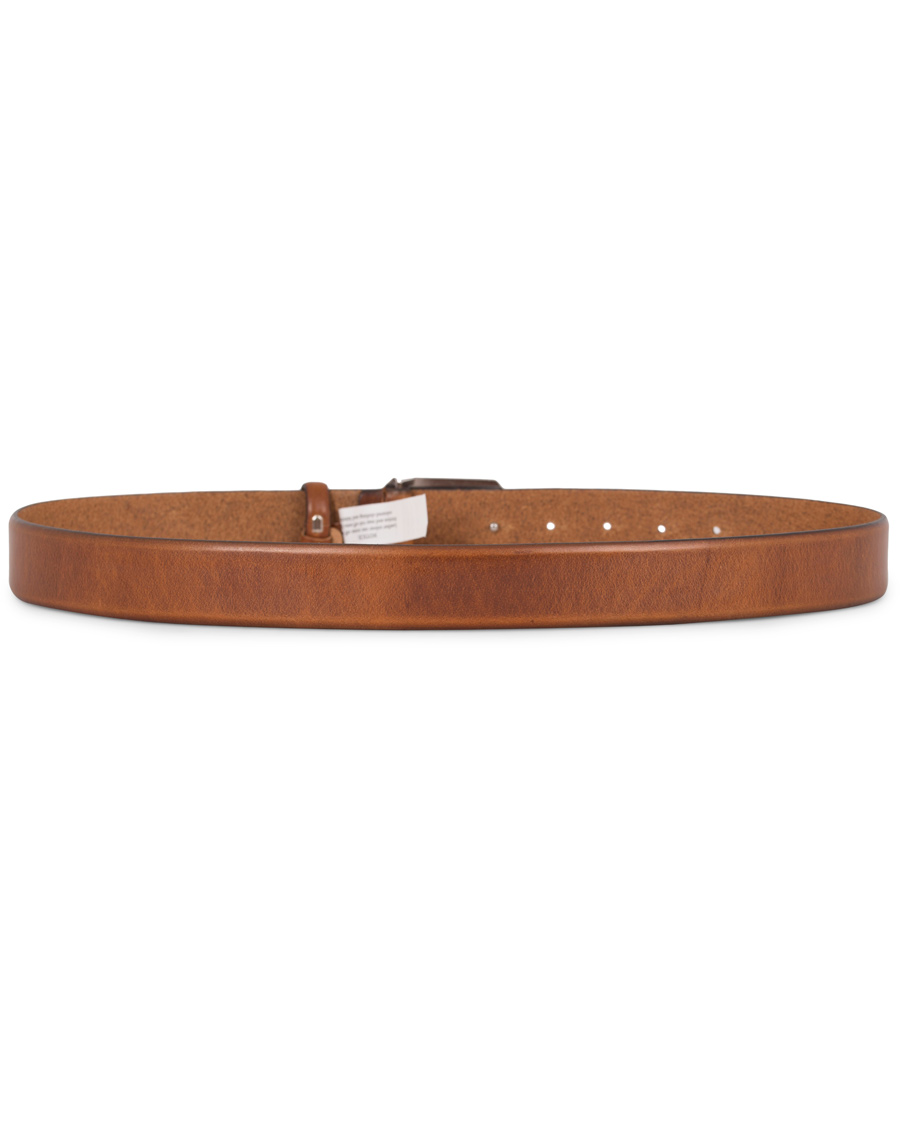 Herre | Morris Plated Logo Leather 3,5 cm Belt Mid Brown | Morris | Plated Logo Leather 3,5 cm Belt Mid Brown