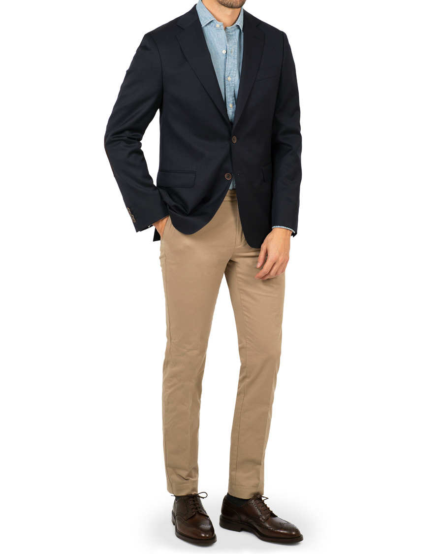 Herre | Dressjakker | Oscar Jacobson | Falke Elbow Patch Club Blazer Navy