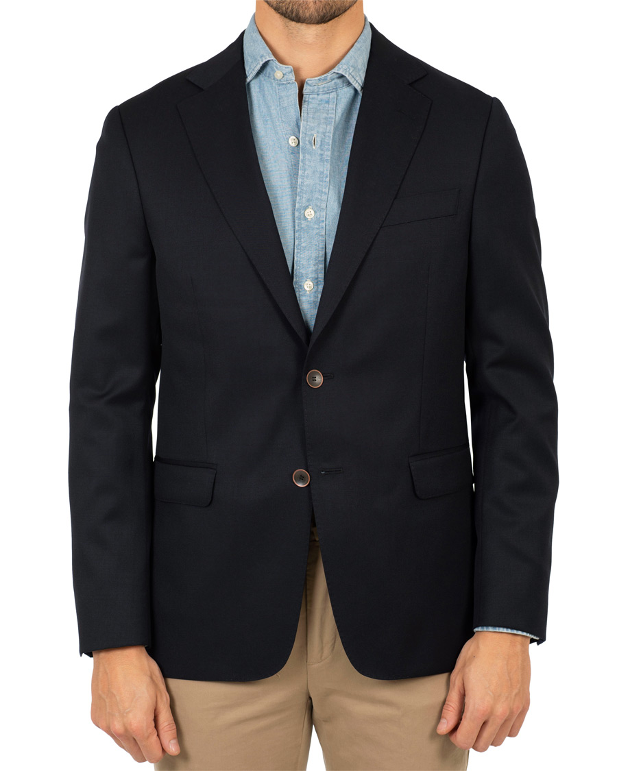 Herre | Dressjakker | Oscar Jacobson | Falke Elbow Patch Club Blazer Navy