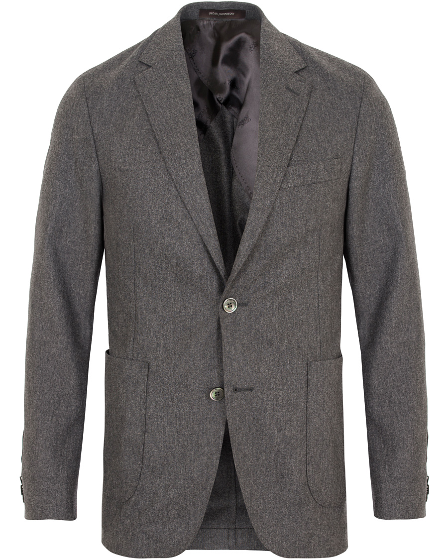 Herre | Dressjakker | Oscar Jacobson | Einar Flannel Blazer Dark Grey