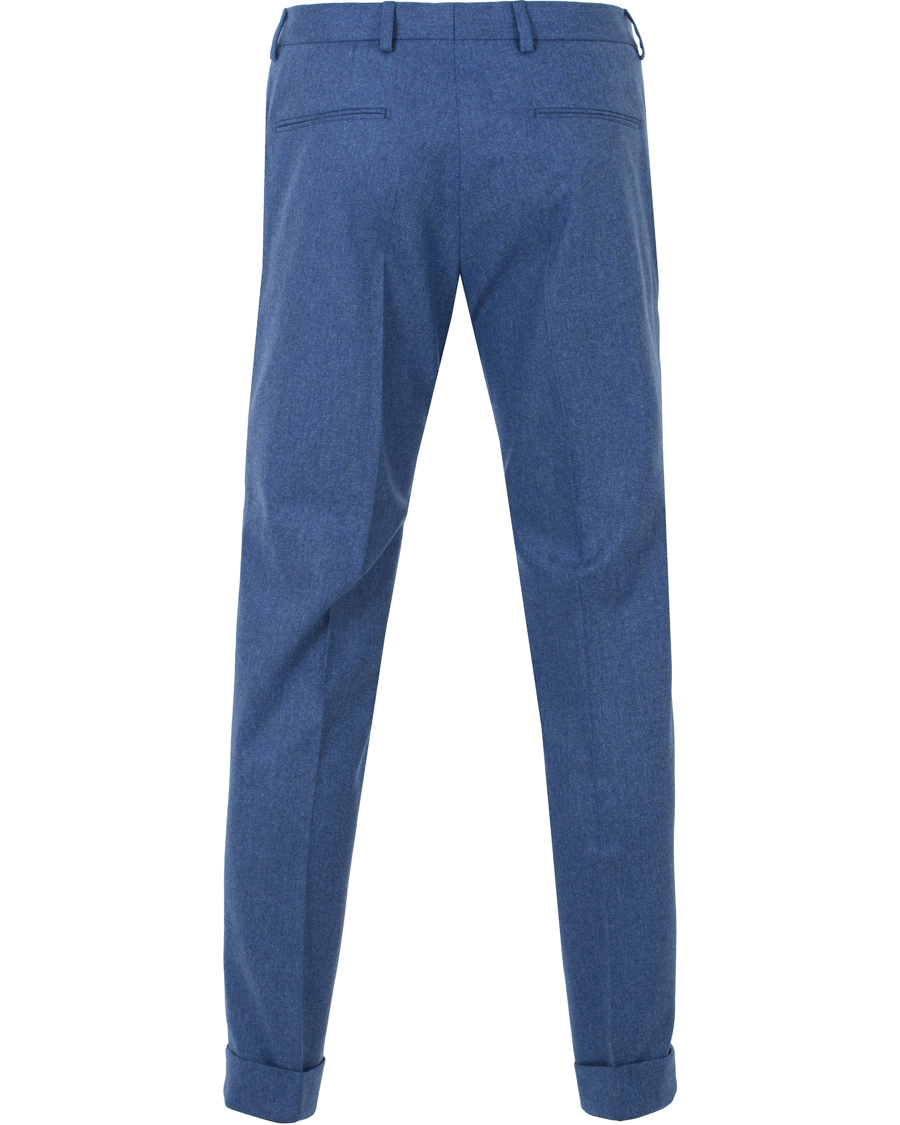 Herre | Bukser | Oscar Jacobson | Dean Turn Up Flannel Trousers Light Blue