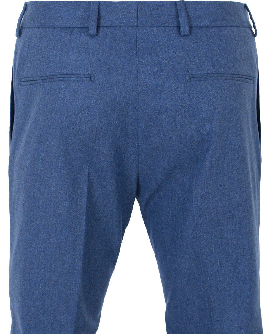 Herre | Bukser | Oscar Jacobson | Dean Turn Up Flannel Trousers Light Blue