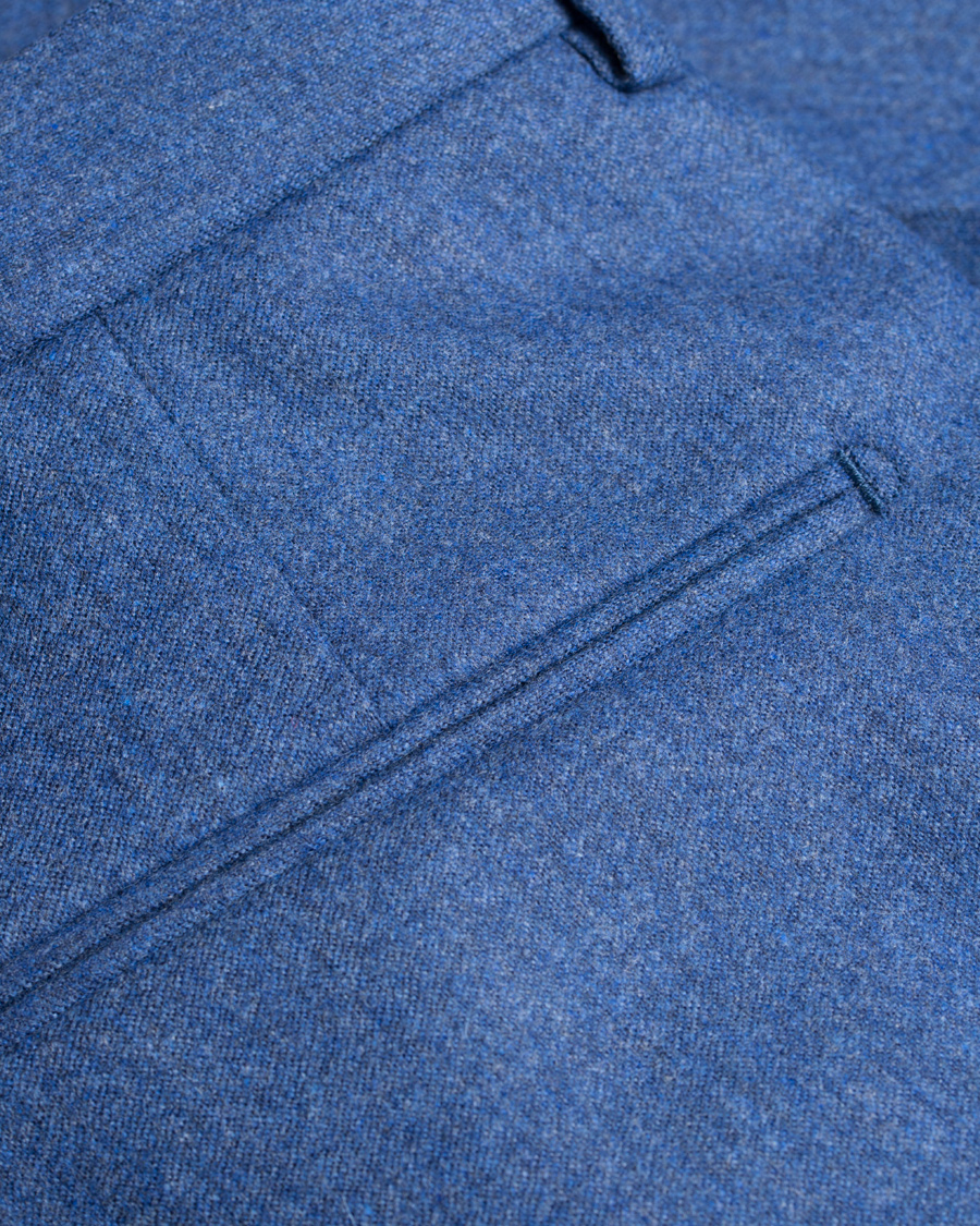 Herre | Bukser | Oscar Jacobson | Dean Turn Up Flannel Trousers Light Blue
