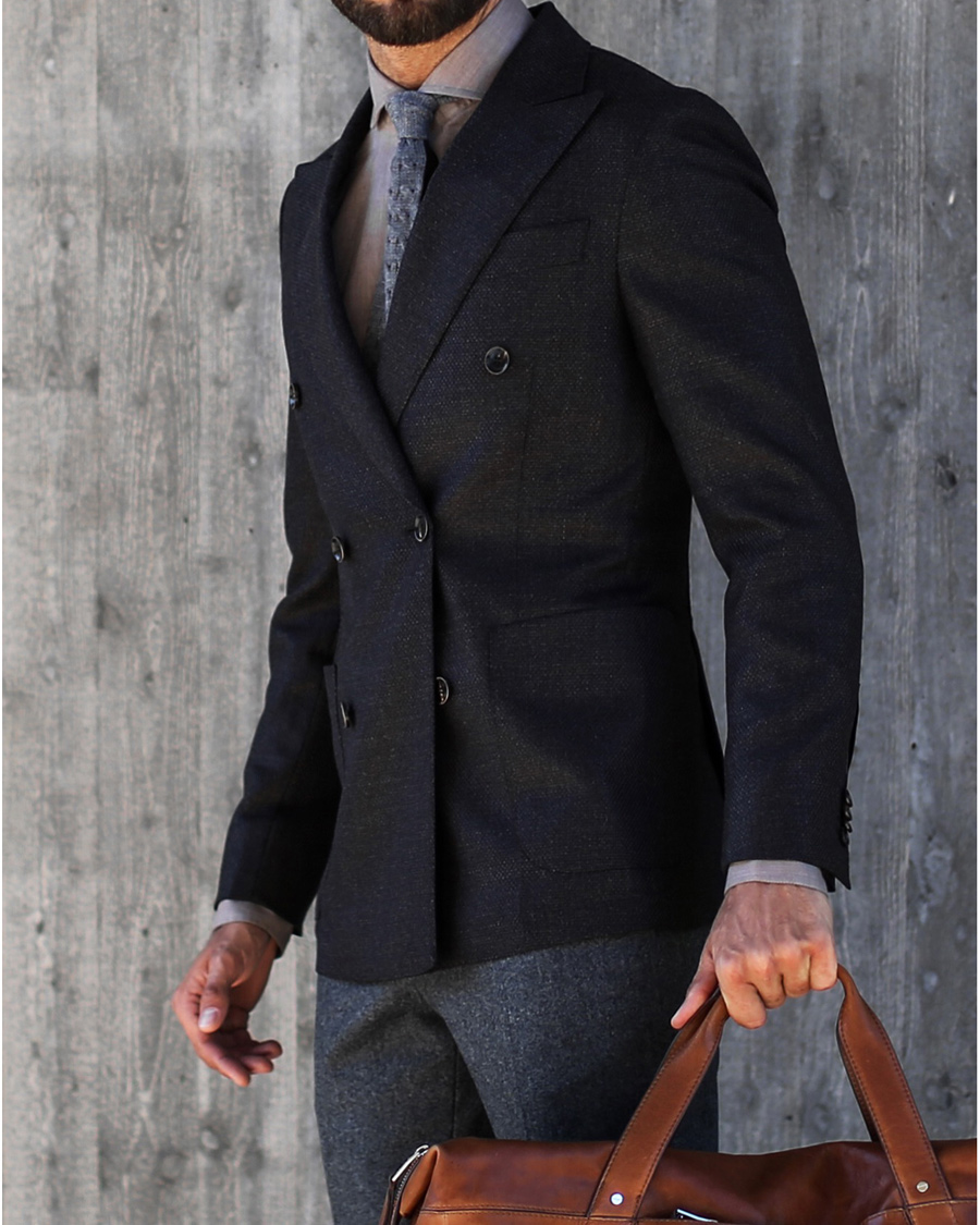 Herre | Dressjakker | Oscar Jacobson | Erik Double Breasted Super 120's Blazer Dark Brown
