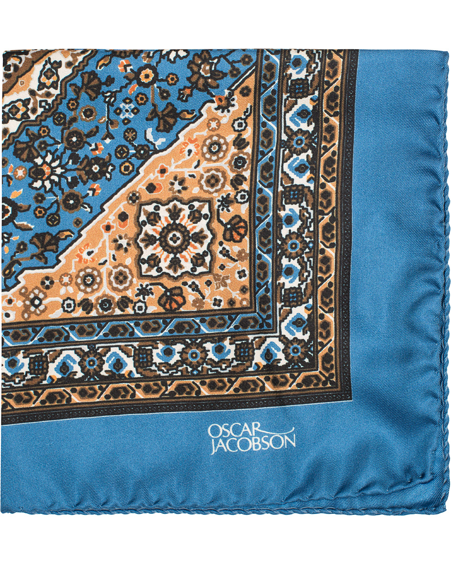 Herre | Oscar Jacobson Carpet Design Paisley Pocket Square Light Blue | Oscar Jacobson | Carpet Design Paisley Pocket Square Light Blue