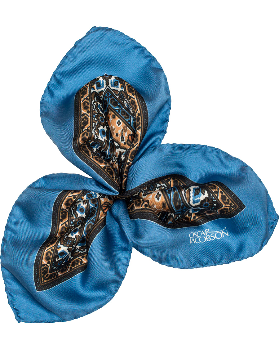 Herre | Oscar Jacobson Carpet Design Paisley Pocket Square Light Blue | Oscar Jacobson | Carpet Design Paisley Pocket Square Light Blue