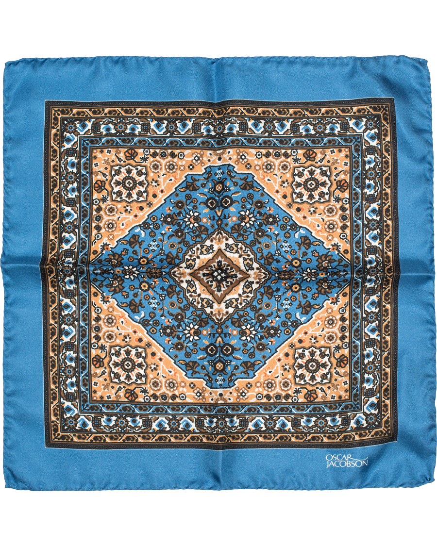 Herre | Oscar Jacobson Carpet Design Paisley Pocket Square Light Blue | Oscar Jacobson | Carpet Design Paisley Pocket Square Light Blue