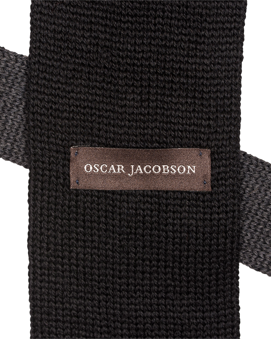 Herre | Oscar Jacobson Cable Knitted 7 cm Tie Black/Grey | Oscar Jacobson | Cable Knitted 7 cm Tie Black/Grey