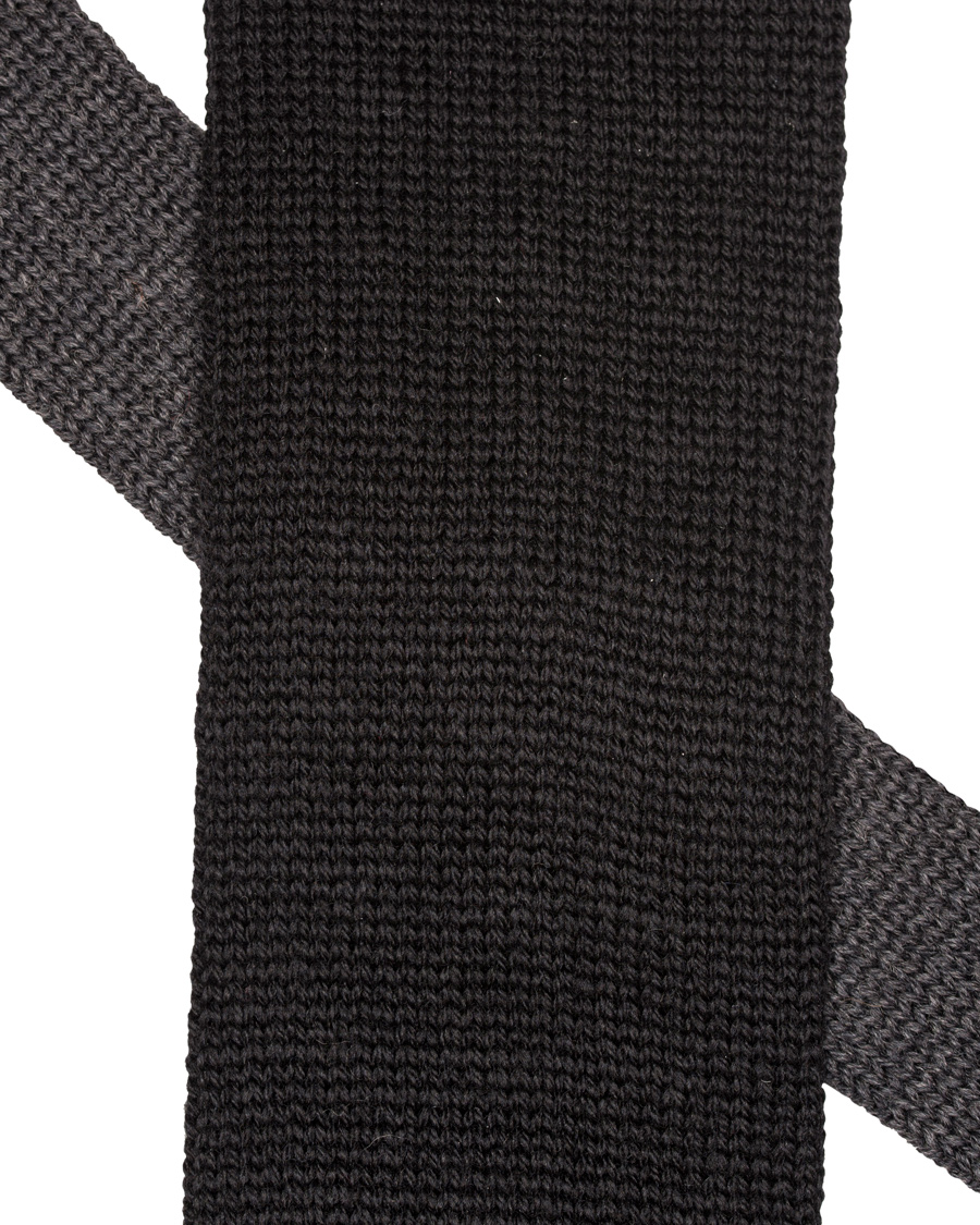 Herre | Oscar Jacobson Cable Knitted 7 cm Tie Black/Grey | Oscar Jacobson | Cable Knitted 7 cm Tie Black/Grey