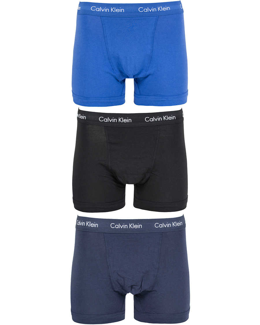 Herre | Undertøy | Calvin Klein | Cotton Stretch Long Leg Trunk 3-pack Blue/Black/Cobolt