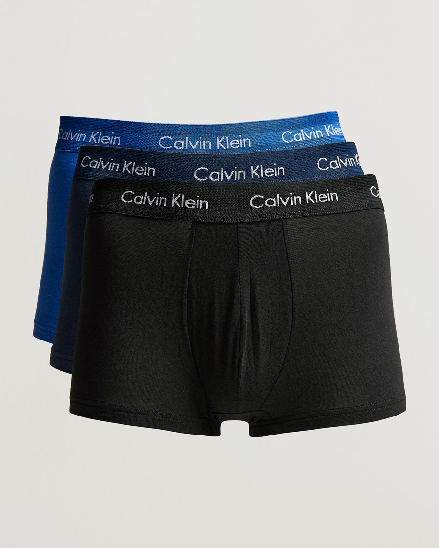 Herre | Undertøy | Calvin Klein | Cotton Stretch Low Rise Trunk 3-pack Blue/Black/Cobolt
