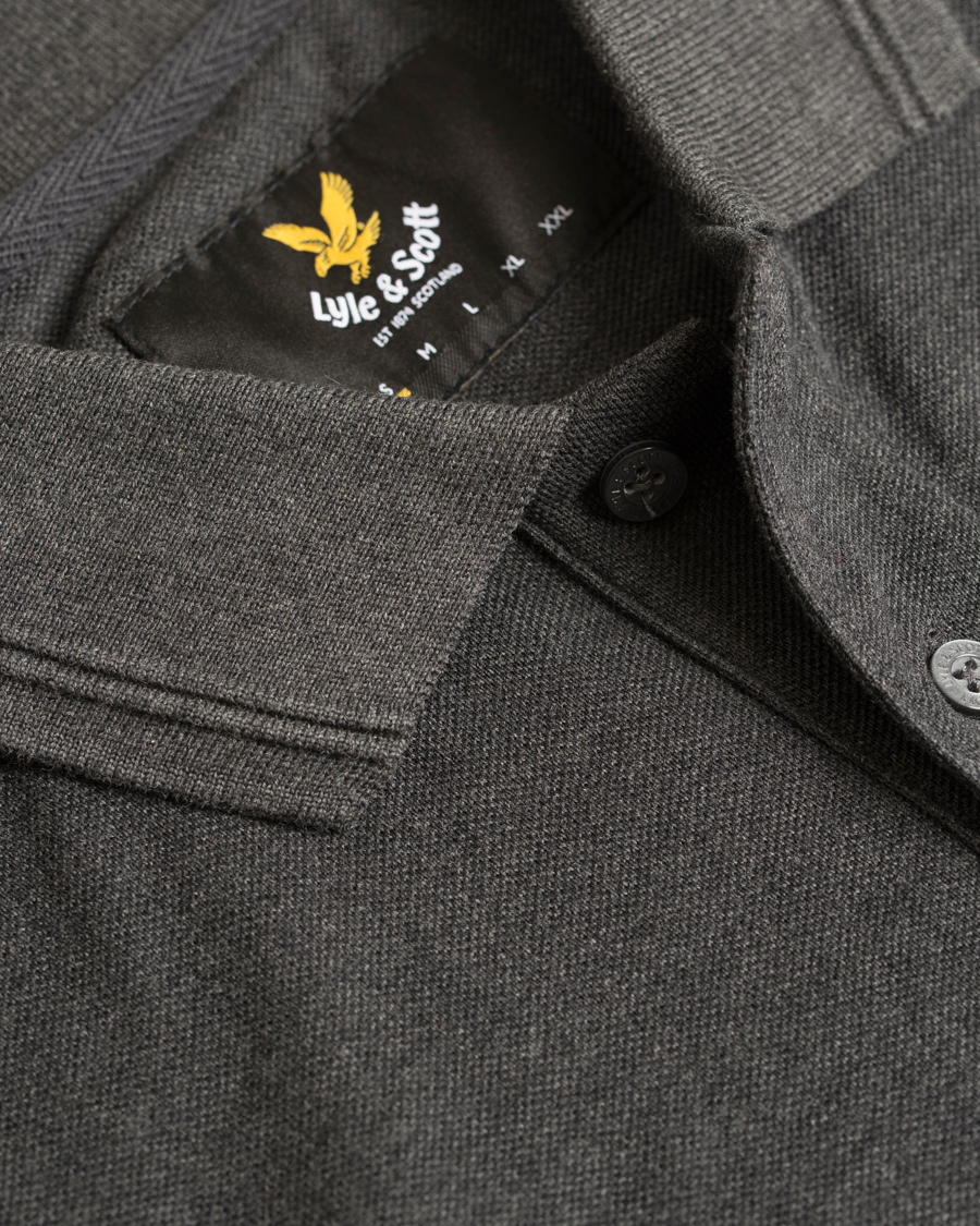 Herre | Gensere | Lyle & Scott London Collection | Long Sleeve Pima Cotton Polo Charcoal Marl