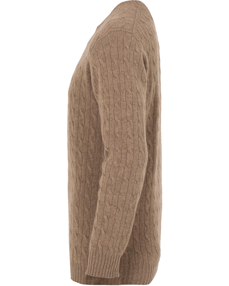 Herre | Gensere | Johnstons of Elgin | Cashmere Cable Crew Neck Otter Beige