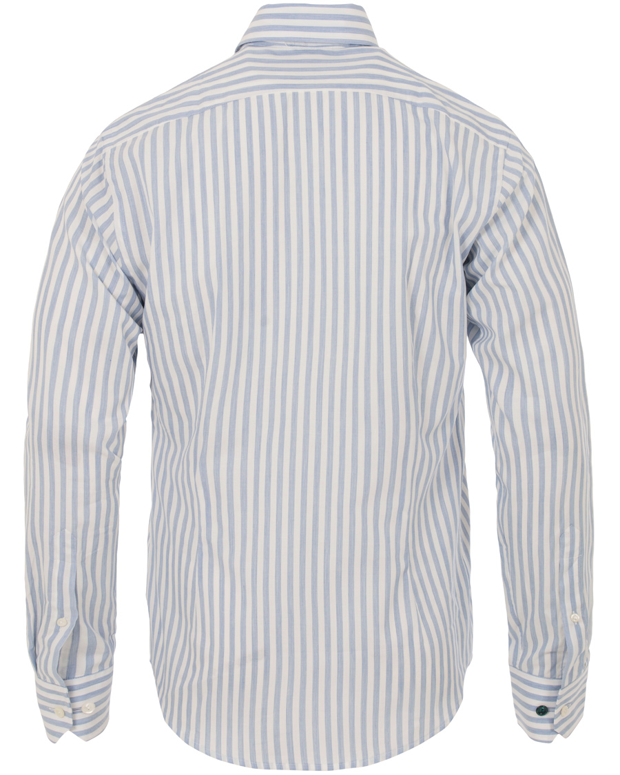 Herre | Skjorter | Eton | Slim Fit Green Ribbon Flannel Stripe Shirt Blue/White