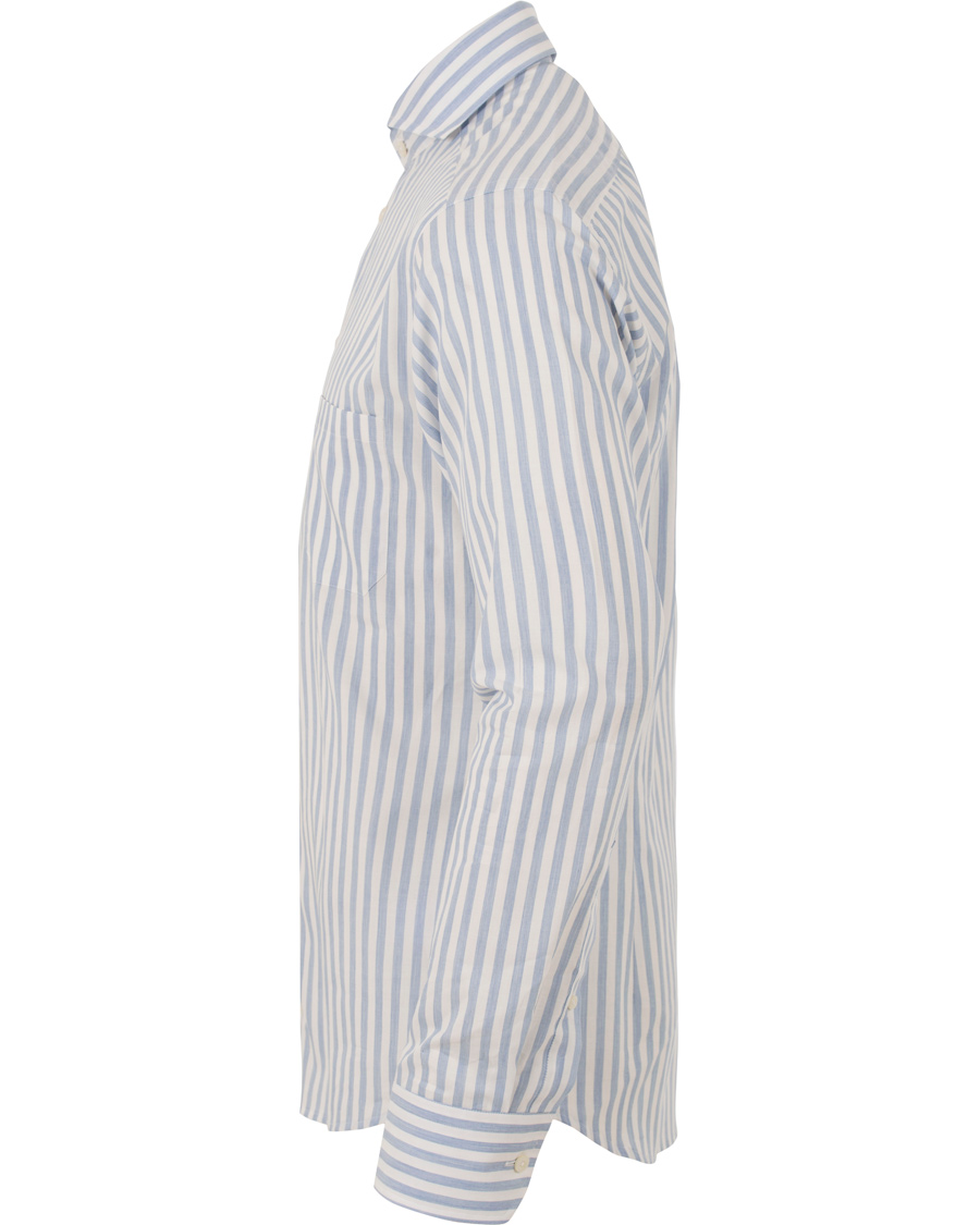 Herre | Skjorter | Eton | Slim Fit Green Ribbon Flannel Stripe Shirt Blue/White