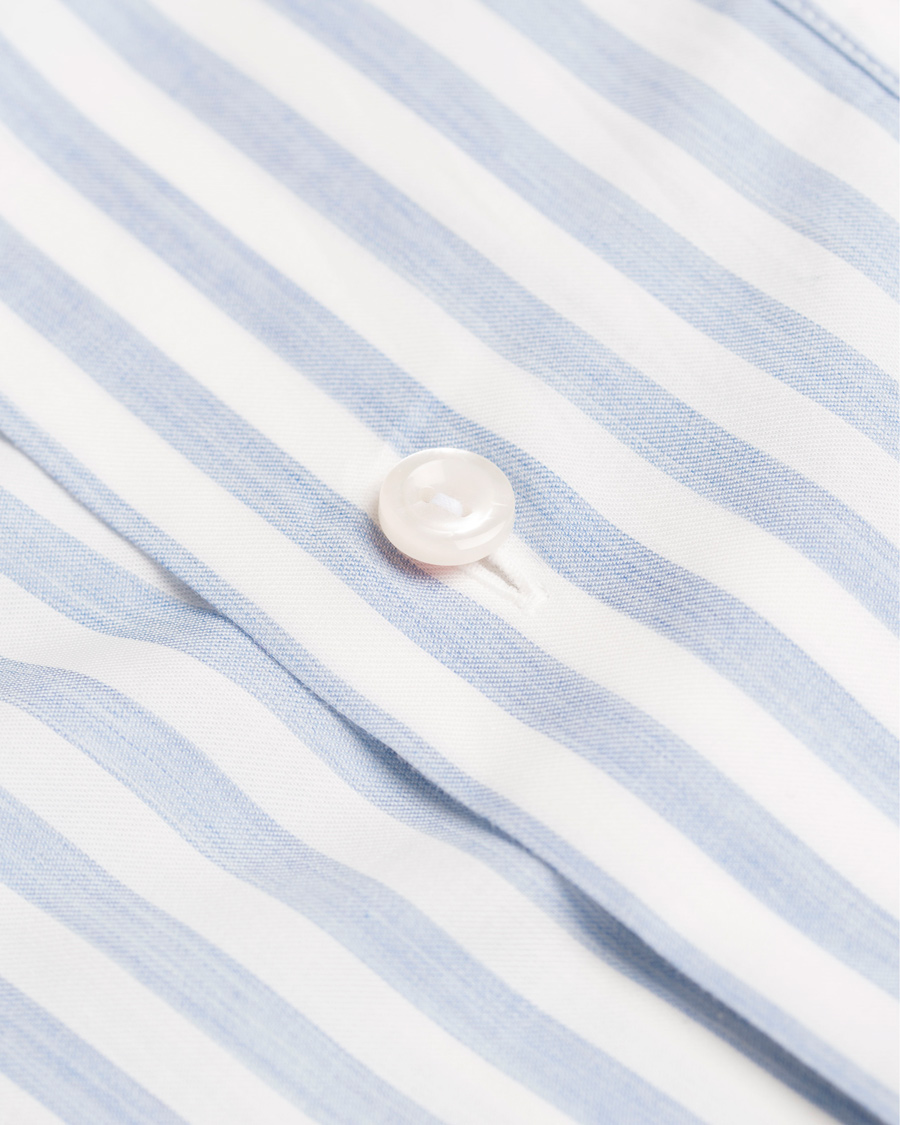 Herre | Skjorter | Eton | Slim Fit Green Ribbon Flannel Stripe Shirt Blue/White