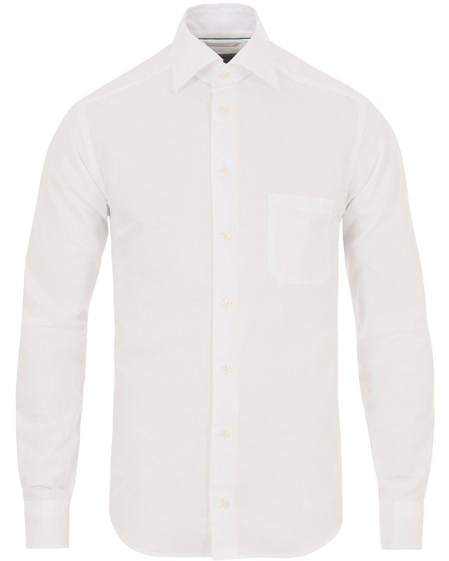 Herre | Skjorter | Eton | Slim Fit Green Ribbon Flannel Shirt White