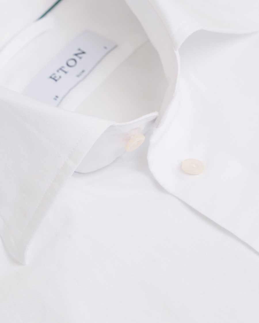 Herre | Skjorter | Eton | Slim Fit Green Ribbon Flannel Shirt White