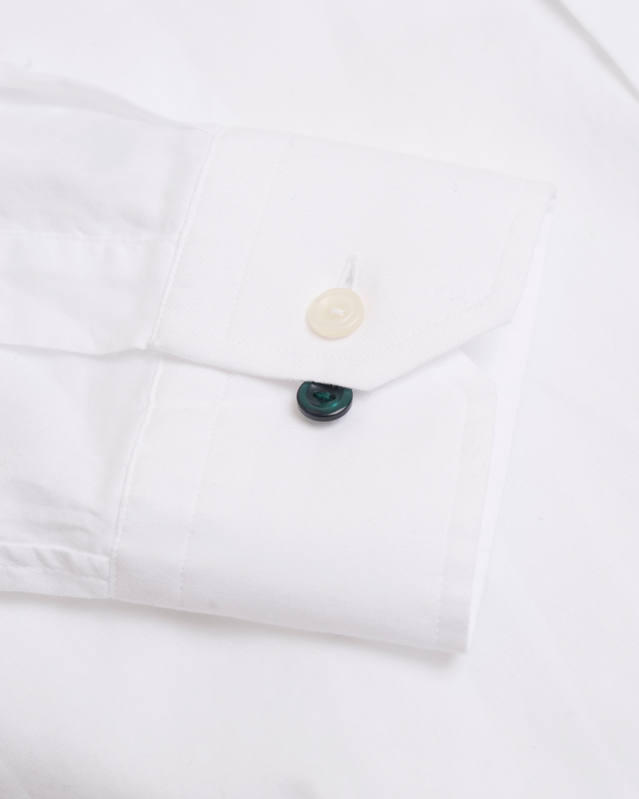 Herre | Skjorter | Eton | Slim Fit Green Ribbon Flannel Shirt White