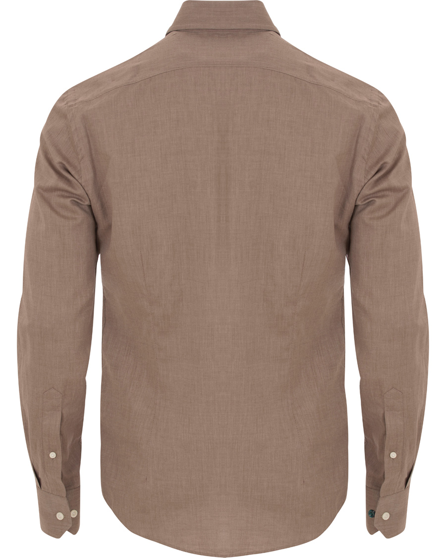 Herre | Skjorter | Eton | Slim Fit Green Ribbon Flannel Shirt Light Brown