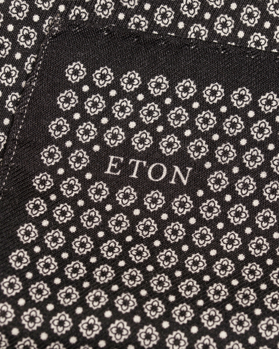 Herre | Eton Medallion Wool/Silk Pocket Sqaure Black | Eton | Medallion Wool/Silk Pocket Sqaure Black