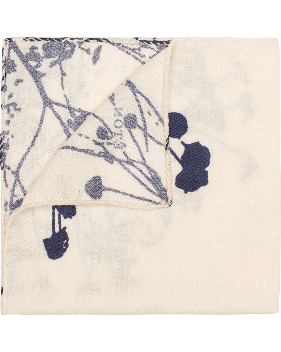 Herre | Eton Splash Wool/Silk Pocket Sqaure White/Blue | Eton | Splash Wool/Silk Pocket Sqaure White/Blue