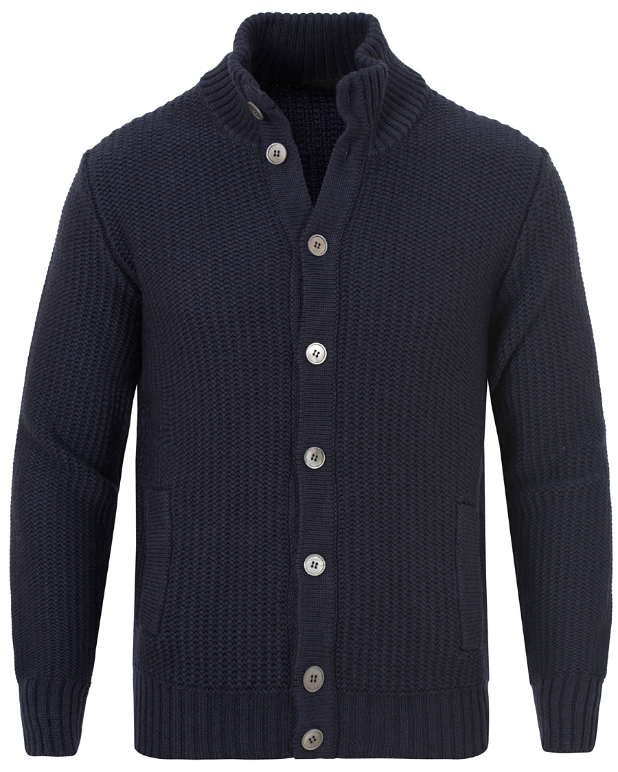 Herre | Gensere | Zanone | Wool Button Cardigan Navy