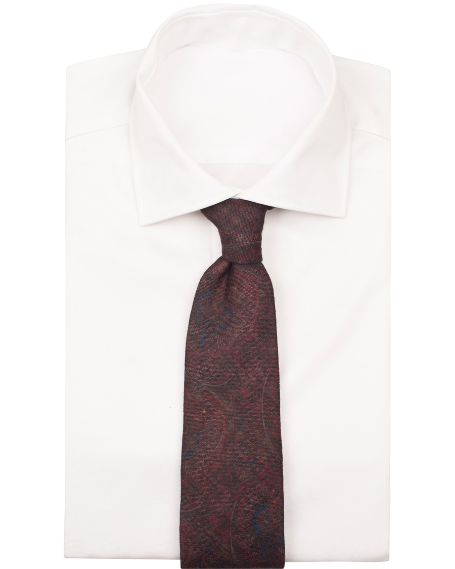 Herre | Printed Wool 8 cm Tie Bordeaux | Stenströms | Printed Wool 8 cm Tie Bordeaux