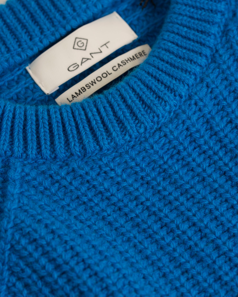 Herre | Gensere | GANT Diamond G | Lambswool Cashmere Crew Neck Teal Blue