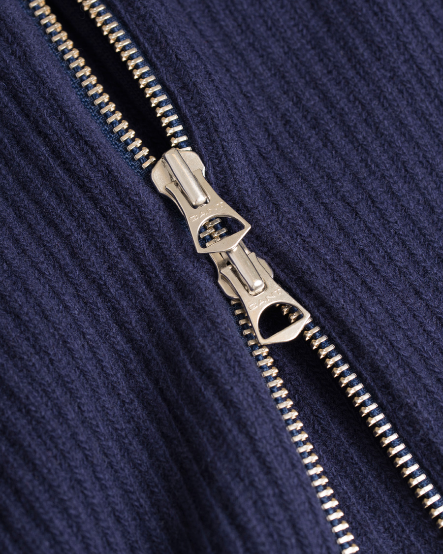 Herre | Gensere | GANT Diamond G | Lambswool/Cashmere Zip Trough Luminary Navy