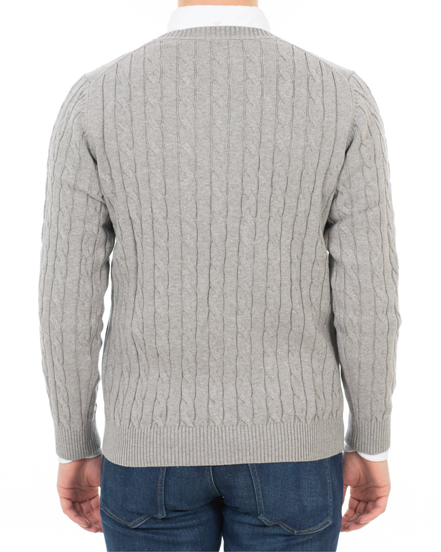 Herre | Gensere | GANT | Cotton Cable Crew Pullover Grey Melange