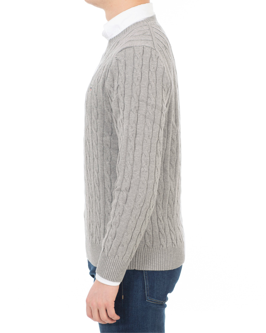 Herre | Gensere | GANT | Cotton Cable Crew Pullover Grey Melange