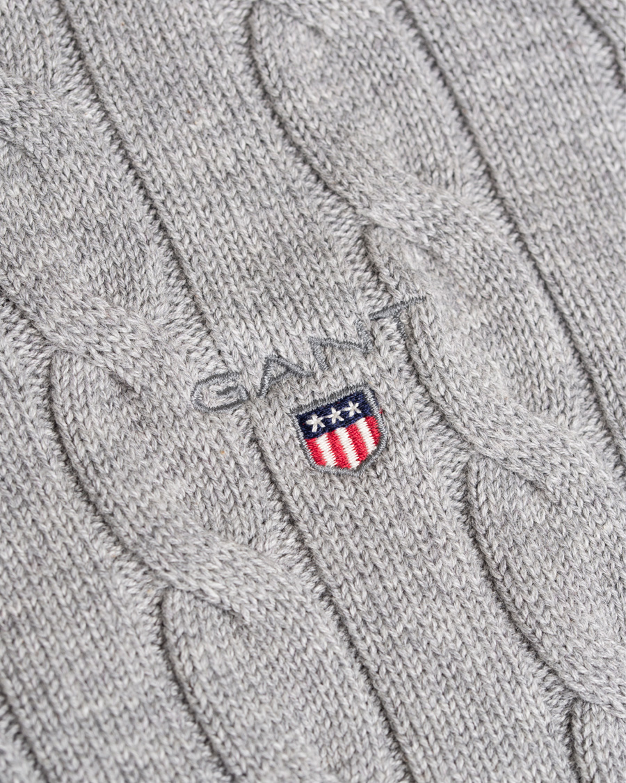 Herre | Gensere | GANT | Cotton Cable Crew Pullover Grey Melange