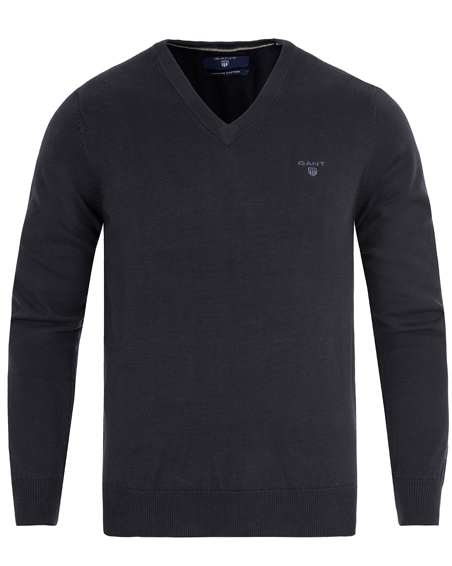 Herre | Gensere | GANT | Lightweight Cotton V-Neck Navy