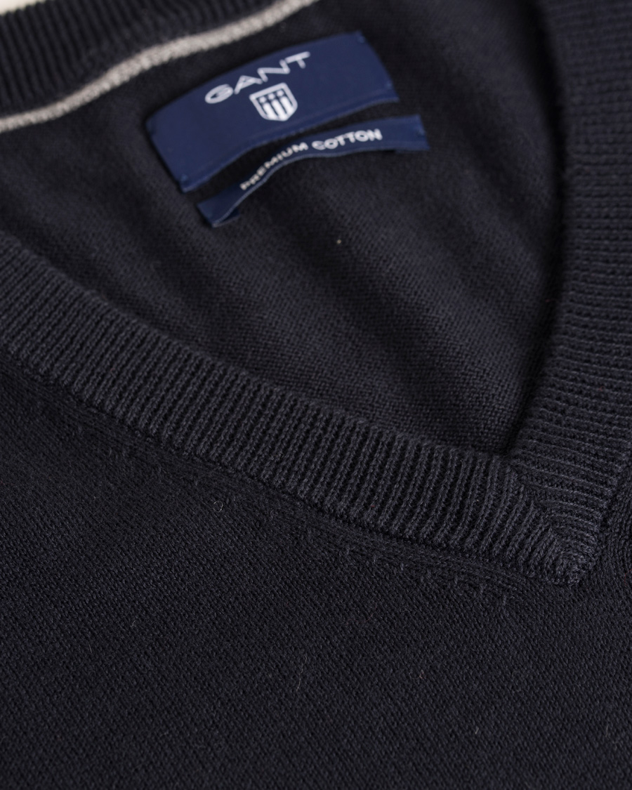 Herre | Gensere | GANT | Lightweight Cotton V-Neck Navy
