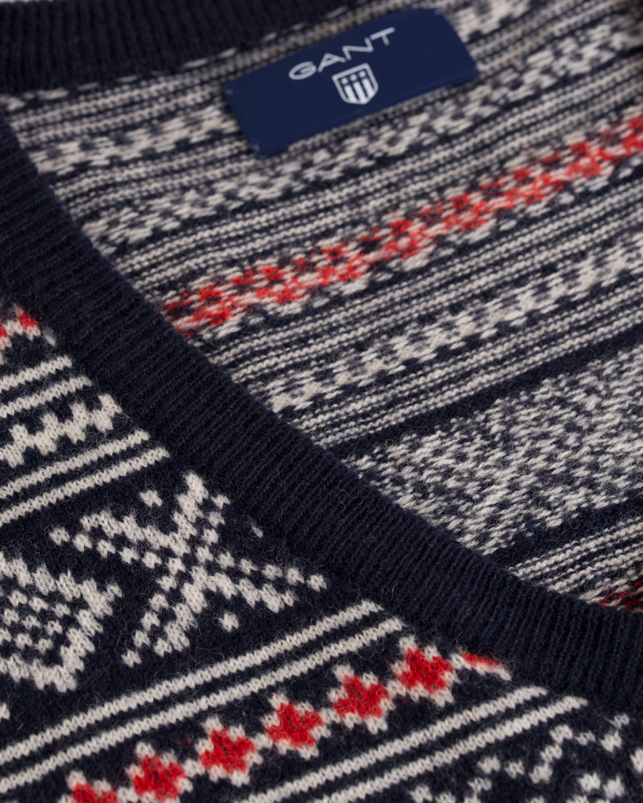 Herre | Gensere | GANT | Christmas Fairisle V-Neck Marine