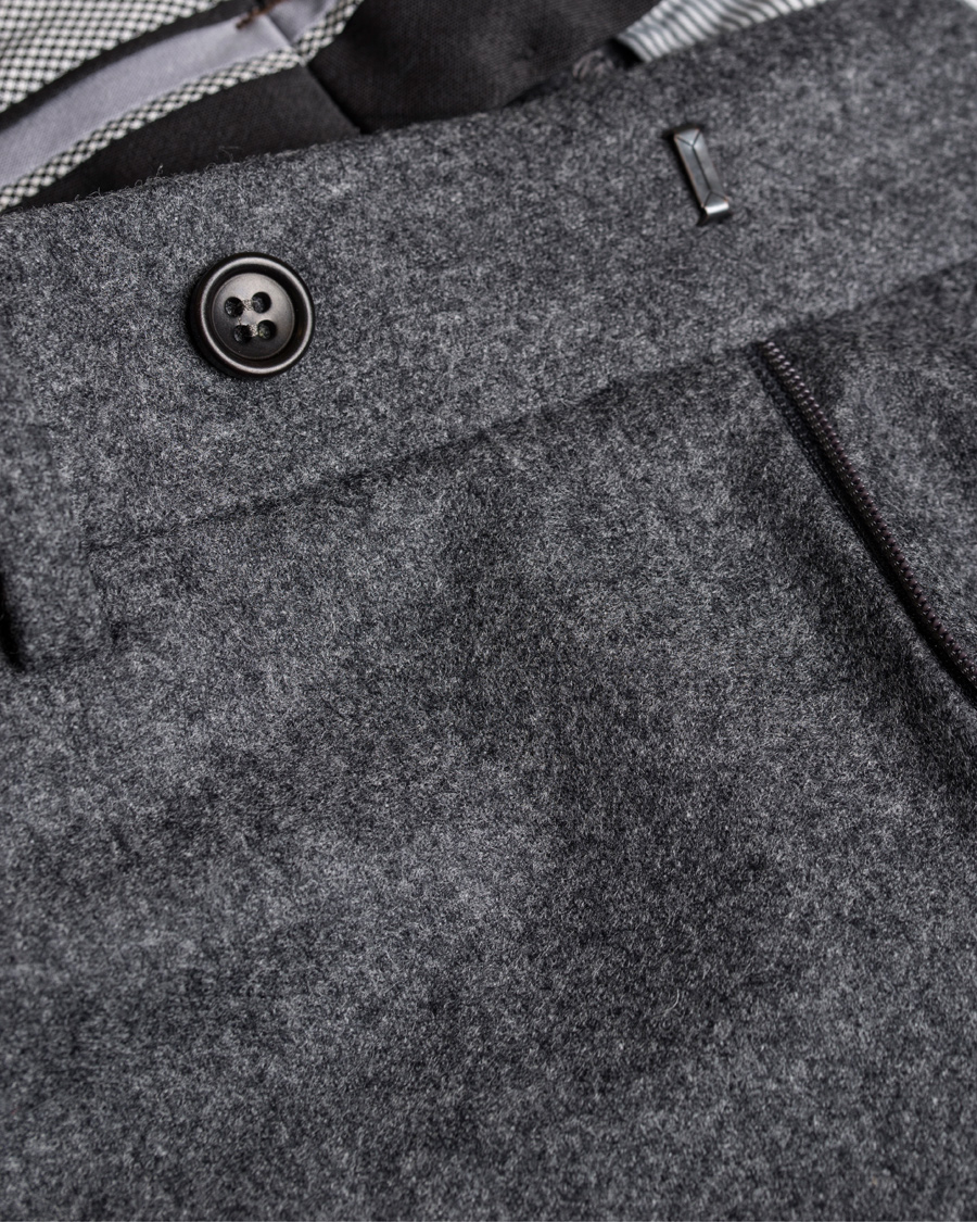 Herre | Bukser | Morris Heritage | Fred Flannel Turn Up Super 120 Trousers Dark Grey