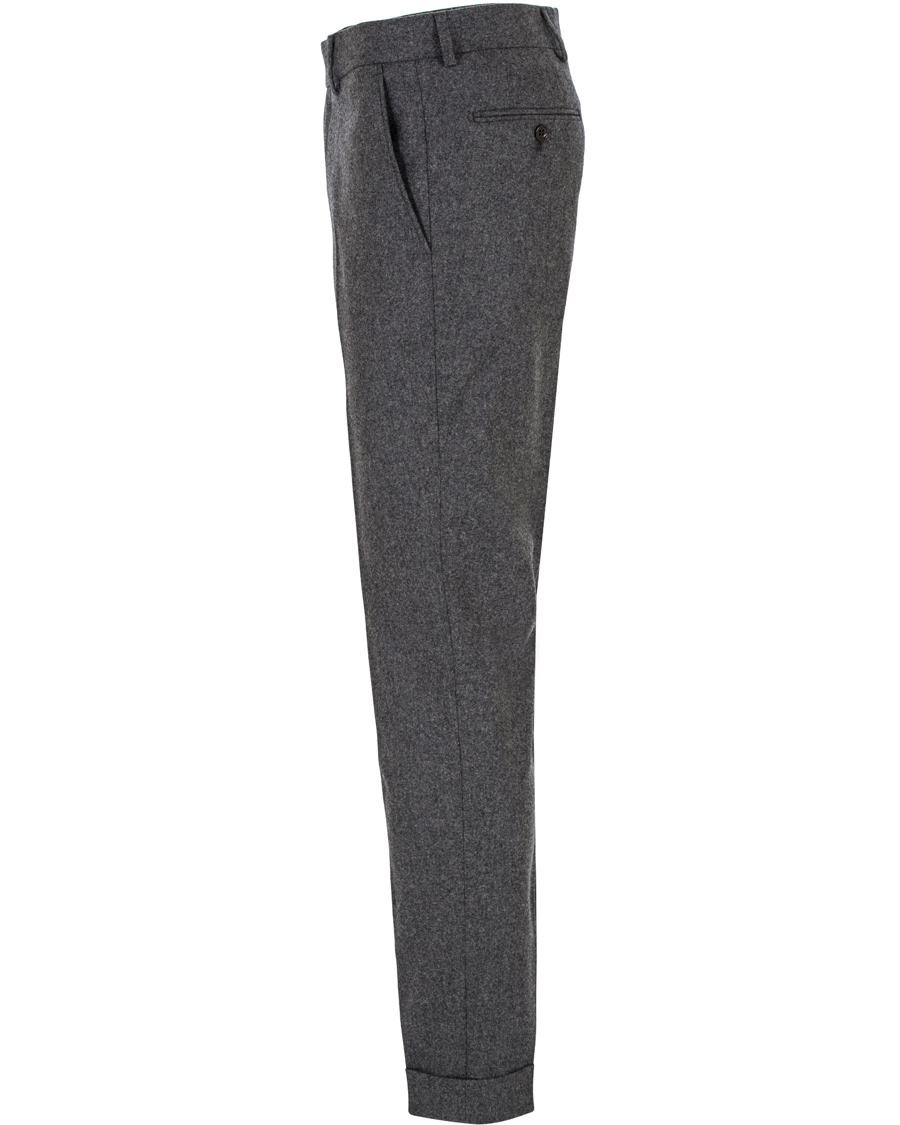 Herre | Bukser | Morris Heritage | Fred Flannel Turn Up Super 120 Trousers Dark Grey