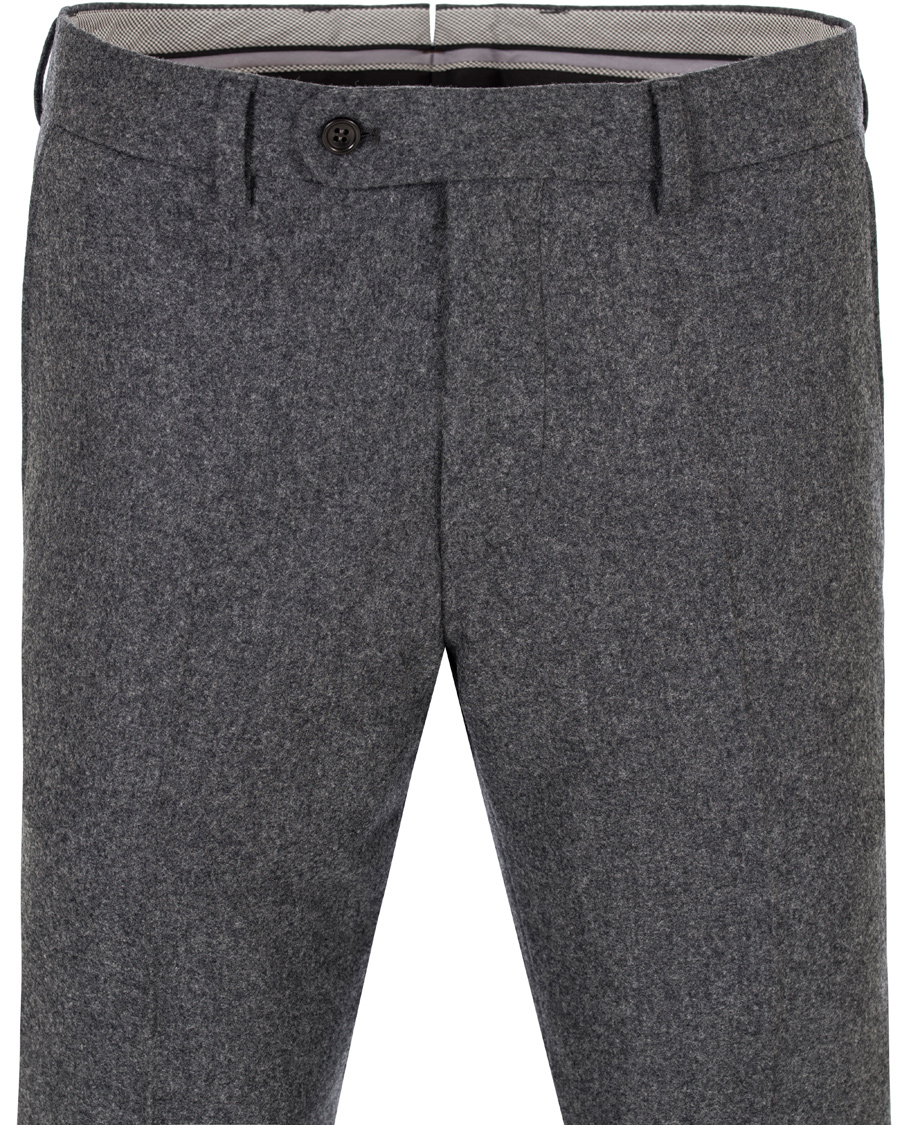 Herre | Bukser | Morris Heritage | Fred Flannel Turn Up Super 120 Trousers Dark Grey