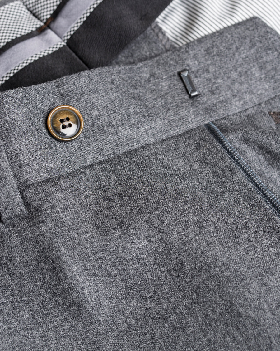 Herre | Bukser | Morris Heritage | Fred Light Flannel Turn Up Super 120 Trousers Light Grey