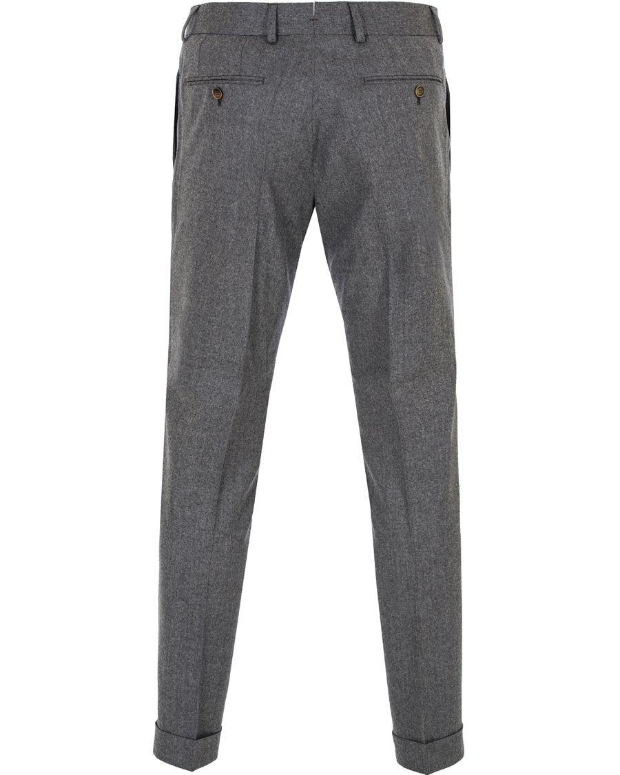 Herre | Bukser | Morris Heritage | Fred Light Flannel Turn Up Super 120 Trousers Light Grey