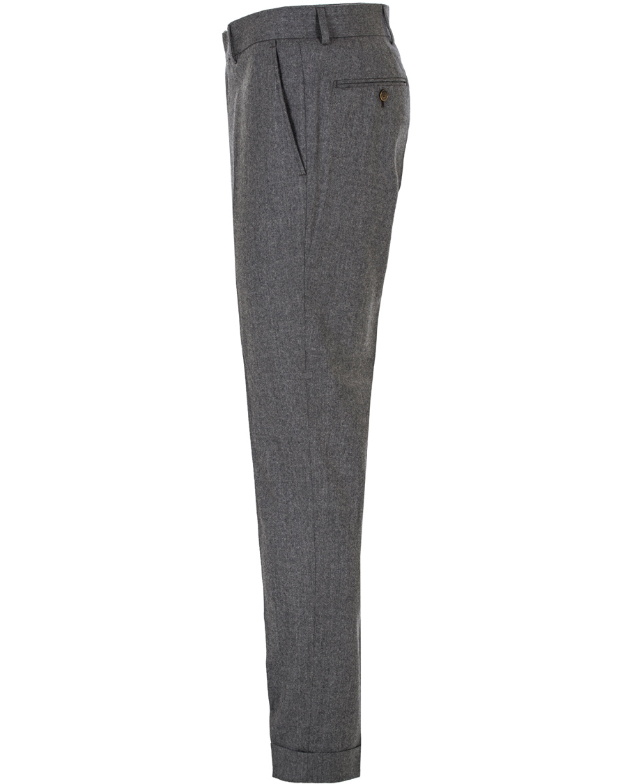 Herre | Bukser | Morris Heritage | Fred Light Flannel Turn Up Super 120 Trousers Light Grey