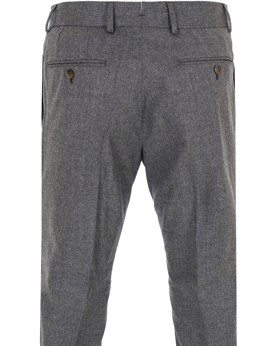 Herre | Bukser | Morris Heritage | Fred Light Flannel Turn Up Super 120 Trousers Light Grey