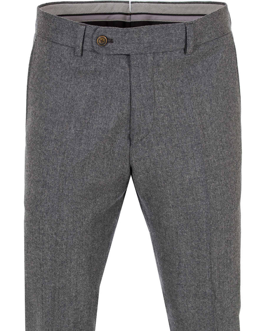 Herre | Bukser | Morris Heritage | Fred Light Flannel Turn Up Super 120 Trousers Light Grey