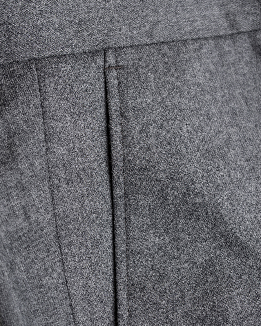 Herre | Bukser | Morris Heritage | Fred Light Flannel Turn Up Super 120 Trousers Light Grey